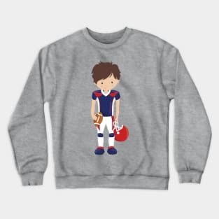 Rugby, American Football, Cute Boy, Brown Hair Crewneck Sweatshirt